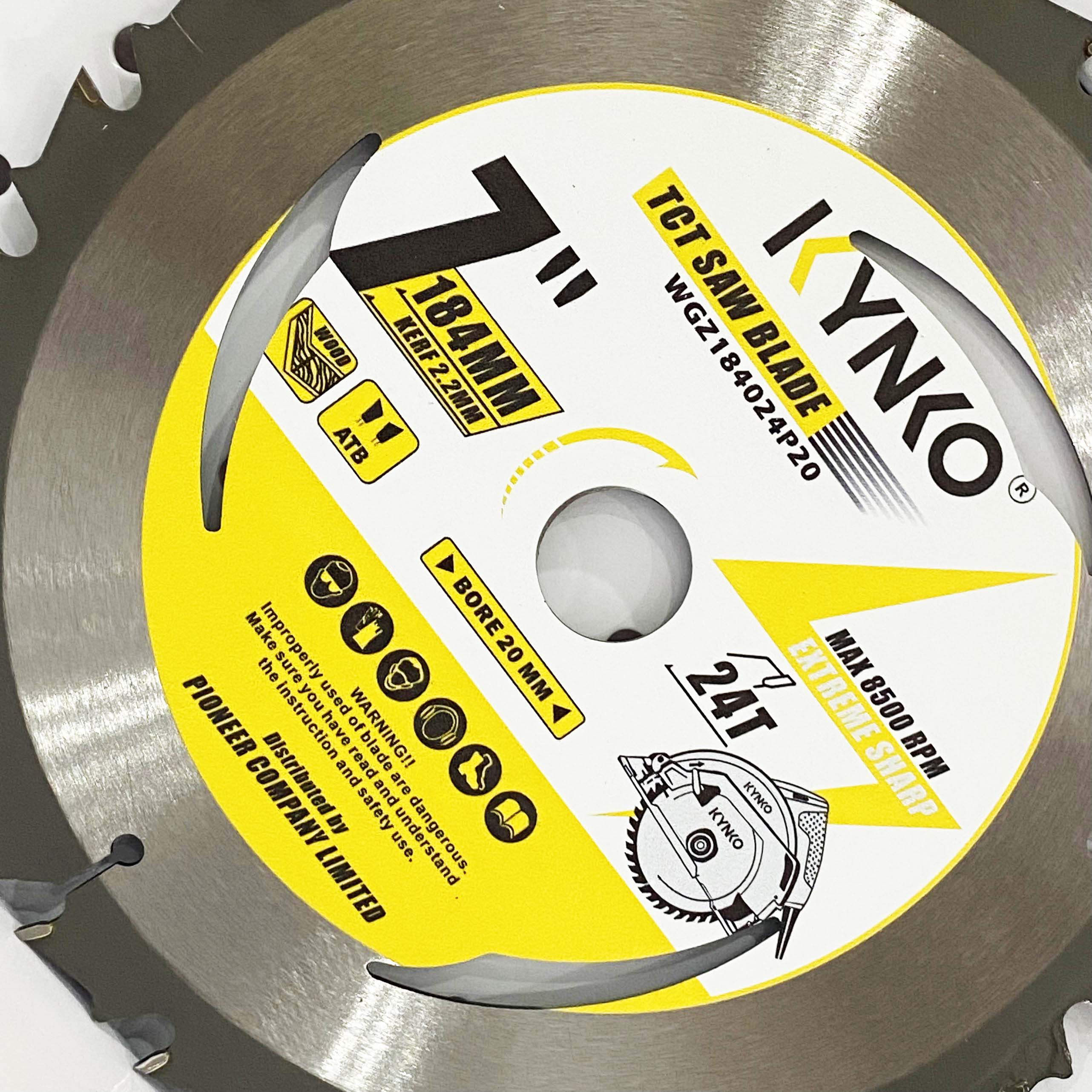 Lưỡi cưa gỗ TCT 24 răng đường kính phi Ø 184mm KYNKO WGZ184024P20_NEW24