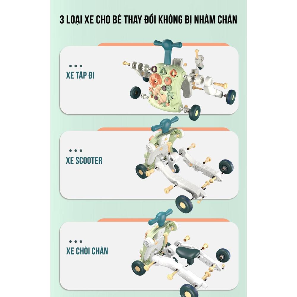 Xe tập đi đa năng 6in1 biến đổi 6 chức năng thông minh thành 4 loại xe trẻ em độc đáo, chống vòng kiềng cho bé sơ sinh