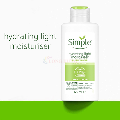 Sữa dưỡng ẩm Simple Hydrating Light Moisturiser giúp cấp ẩm cho da (125ml) - Hàng chính hãng