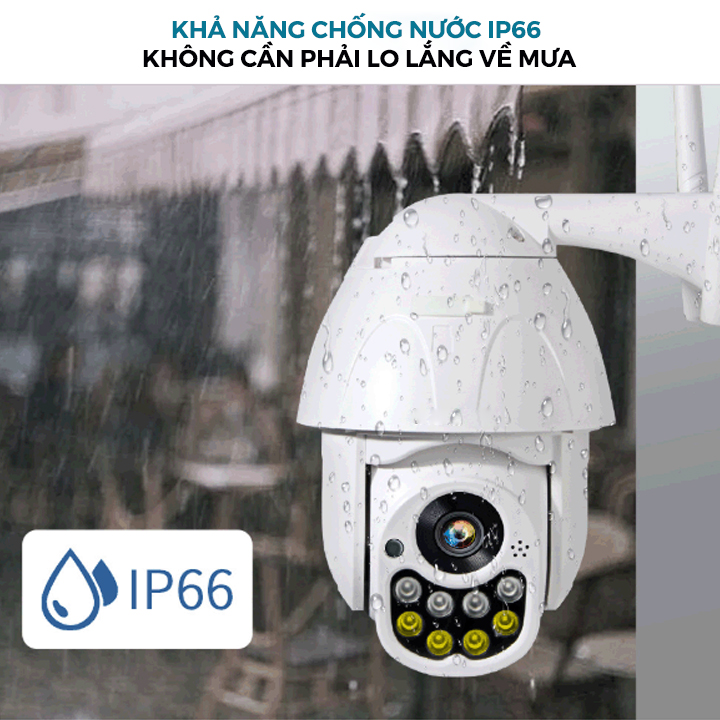 Camera IP ngoài trời X6000 Xoay 360 độ FullHD 1080P chống nước chống bụi dùng ứng dụng Yoosee Ban đêm có màu - Hàng nhập khẩu