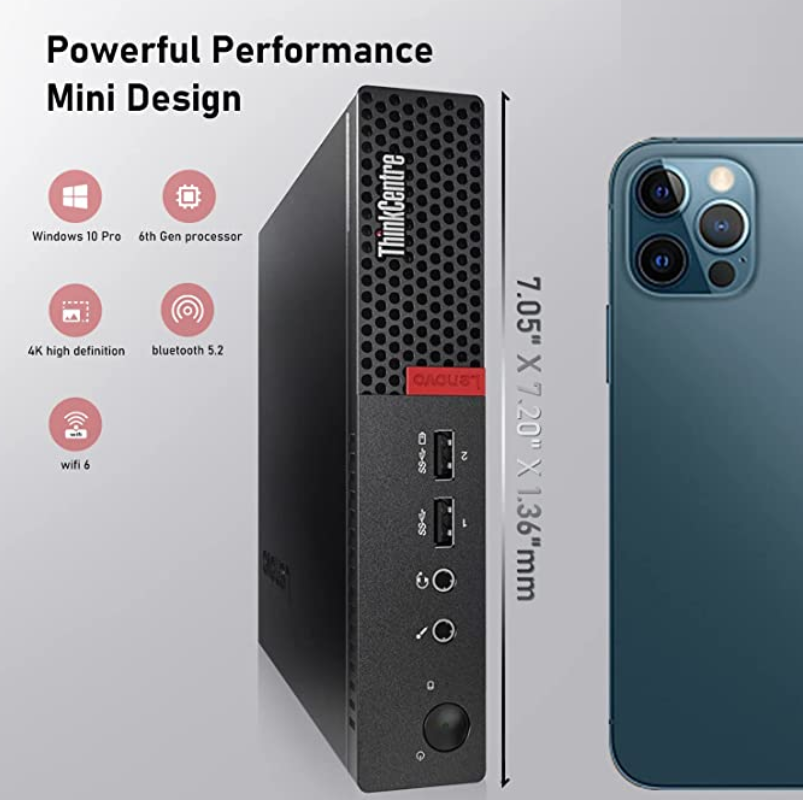 Máy tính để bàn Lenovo ThinkCentre M710q Tiny (Core i5-6500, 8GB DDR4, 256GB SSD, WiFi,Windows 10 Pro 64)– Nhỏ gọn đầy sức mạnh - HÀNG CHÍNH HÃNG