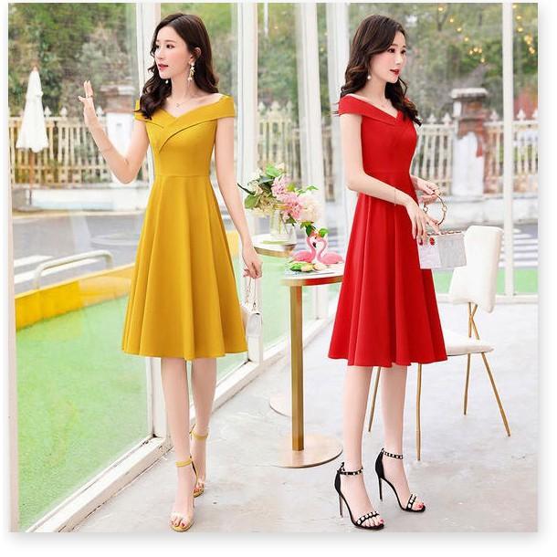 Đầm xòe trễ vai dịu dàng nữ tính cho các nàng