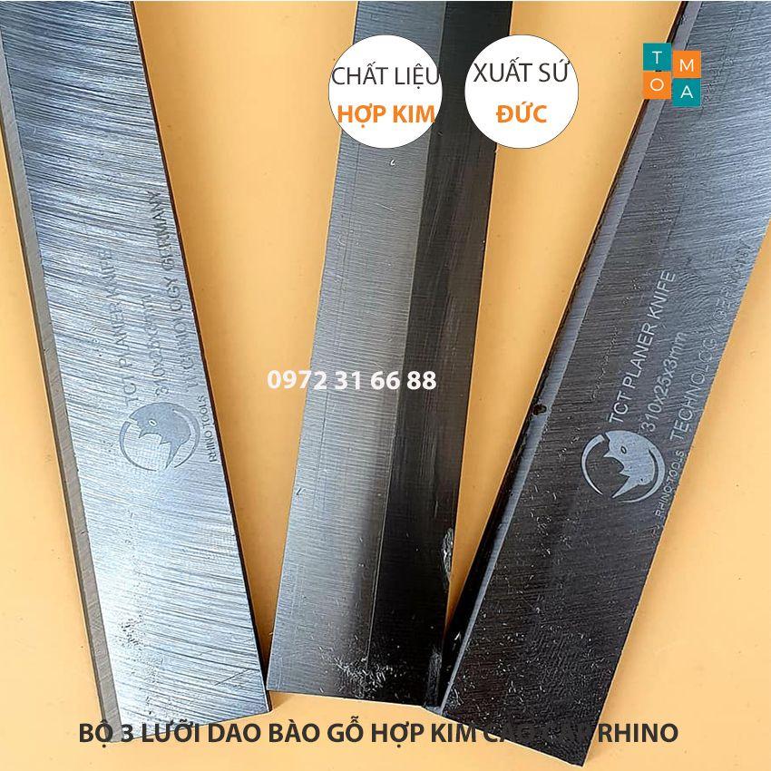 BỘ 3 LƯỠI DAO BÀO GỖ HỢP KIM CAO CẤP RHINO 210x25x3MM CỦA ĐỨC