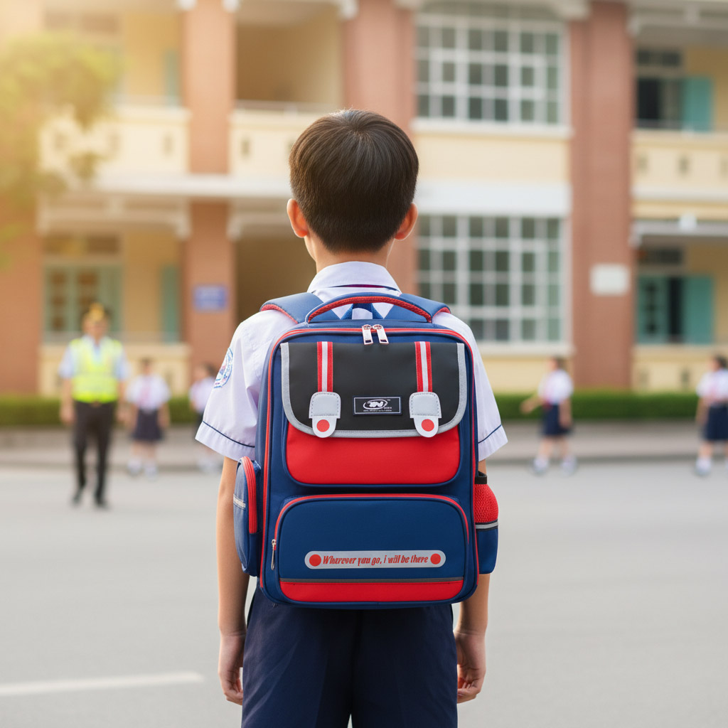 Balo học sinh cao cấp, chống nước TNbags Smart Red – Balo học sinh tiểu học nhiều ngăn mở 180 độ, đỏ xanh cá tính TN.B3110