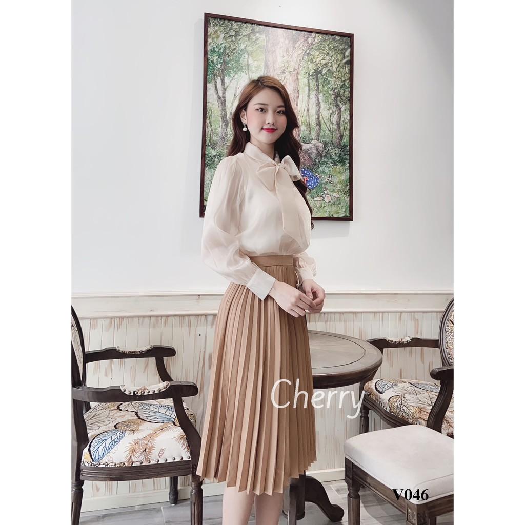Chân váy xếp ly công sở nữ hai lớp chất liệu cao cấp, chân váy ngắn độ xòe đầm vừa phải Cherry V046