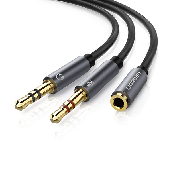 Cáp Gộp Audio 3.5mm 2 Vào 1 Ra – Mic và Headphone Ugreen 20899 hàng chính hãng