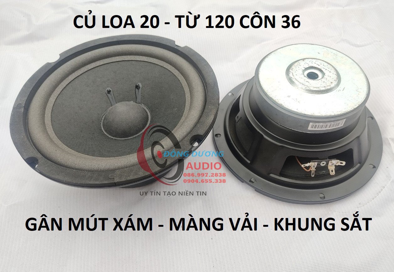 CỦ LOA RỜI - BASS 20 TỪ ĐƠN 120 COIL 36 - MÀNG VẢI GÂN MÚT XÁM - XƯƠNG SẮT - HÀNG BÌNH DÂN