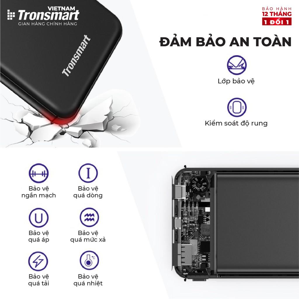 Sạc dự phòng 10000mAh Tronsmart Sạc nhanh PD QC 3.0 2 cổng USB + USB-C - Hàng phân phối chính hãng- Hàng Chính Hãng