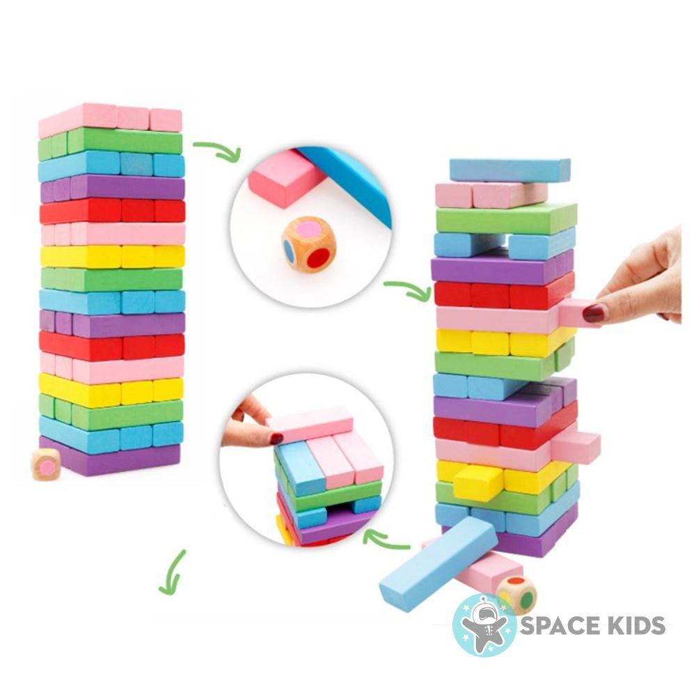Đồ chơi rút gỗ cho bé 48 chi tiết kèm xúc xắc nhiều màu sắc cho bé vui chơi