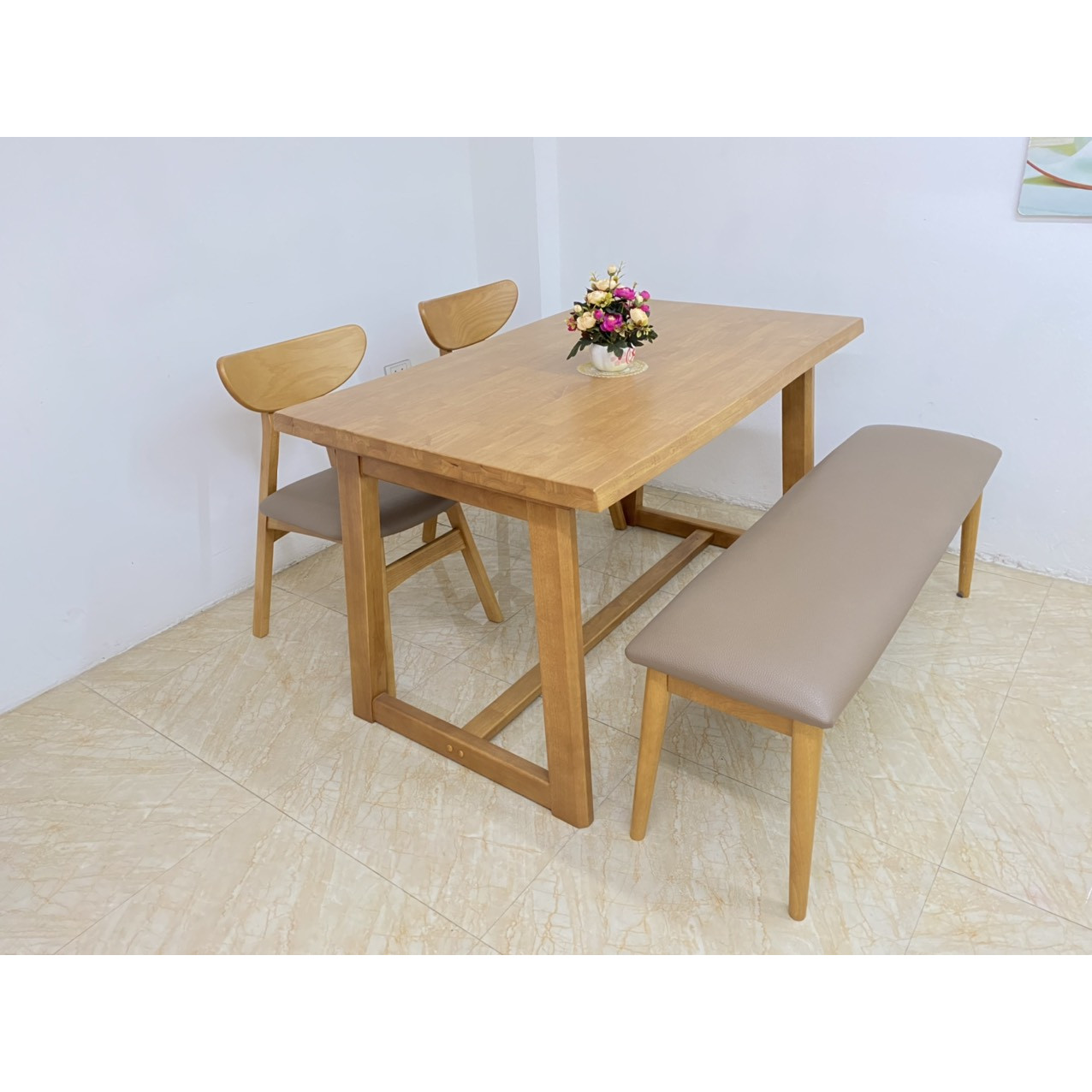 BỘ BÀN ĂN S-SEPIA 1m3 TAGO 2 ghế 1 Bench