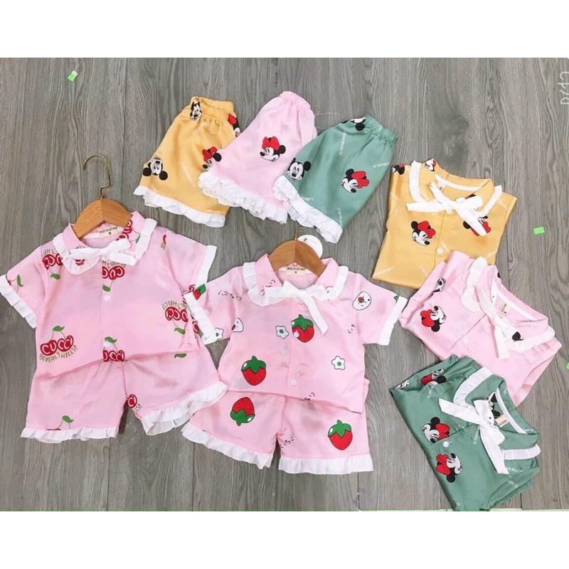 Bộ pizama lụa cho bé gái