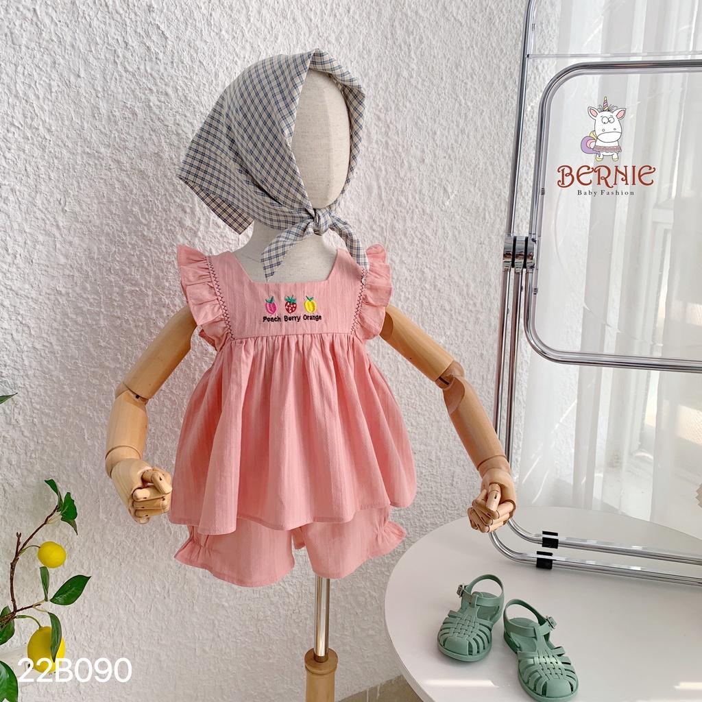 Bộ đũi cho bé 9m-6 tuổi sát nách cánh tiên thêu 3 quả cam, Bộ hè bé gái vải nhẹ thoáng mát điệu đà
