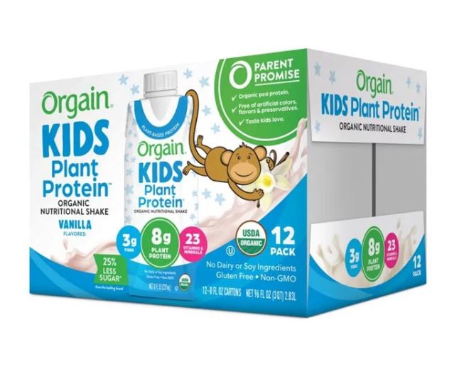 Thùng 12 Hộp Sữa nước Protein hữu cơ Orgain Kids Protein Vị Vani 244ml x 12 . Date 12/2024