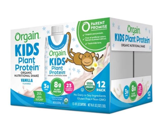 Sữa dinh dưỡng hữu cơ Orgain Kids Protein - Sữa khỉ orgain kid protein chính hãng Mỹ hộp 244ml Vanilla