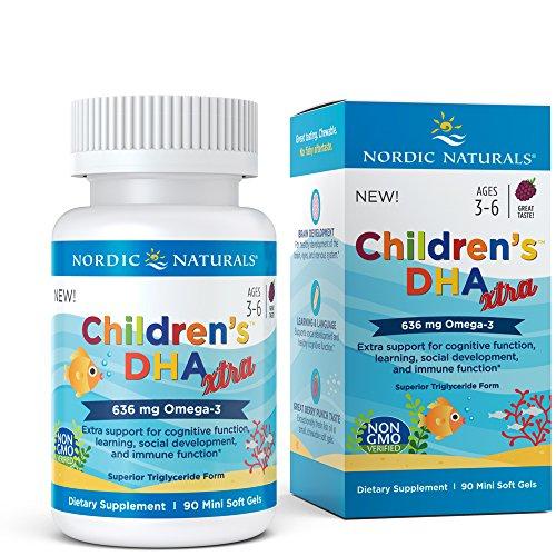 Nordic Naturals Children's DHA Xtra - Potent Omega 3 Formula with Twice The DHA for Kid's Cognitive Development, Learning and Mood*, Berry Punch, Softgel - 90 Count