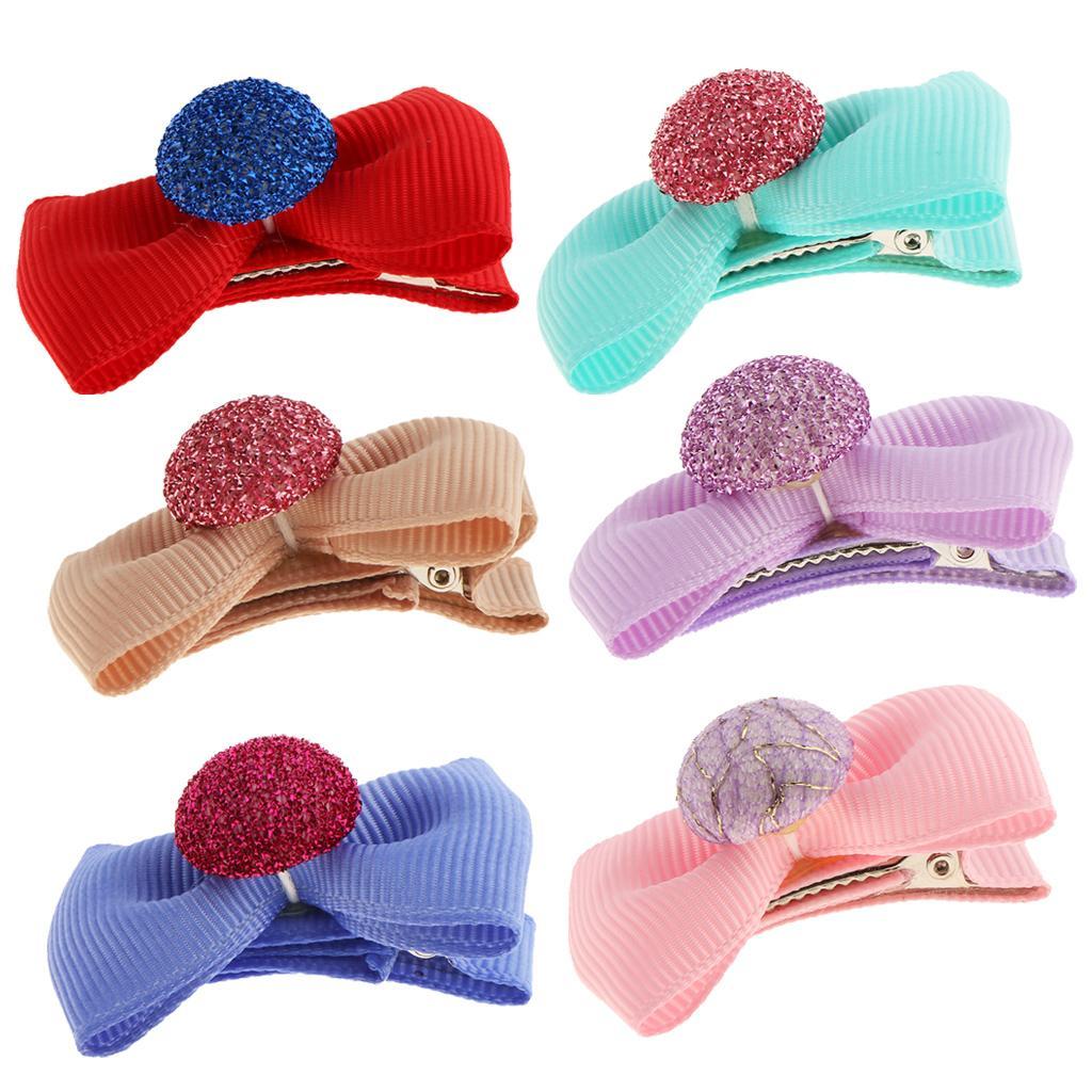 5Pcs Colorful Baby Girl Hair Clip Bows Small Cap Design Alligator Clips Infant Toddler Barrettes Khaki/Red/Pink/Green/Purple/Blue