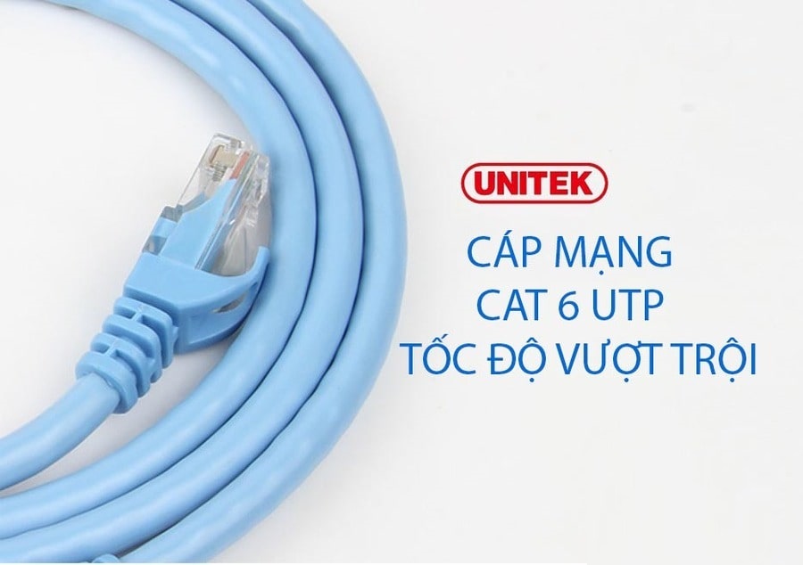 Dây cáp mạng LAN đúc sẵn 2 đầu Cat6 UTP Unitek chân vàng - Hàng chính hãng