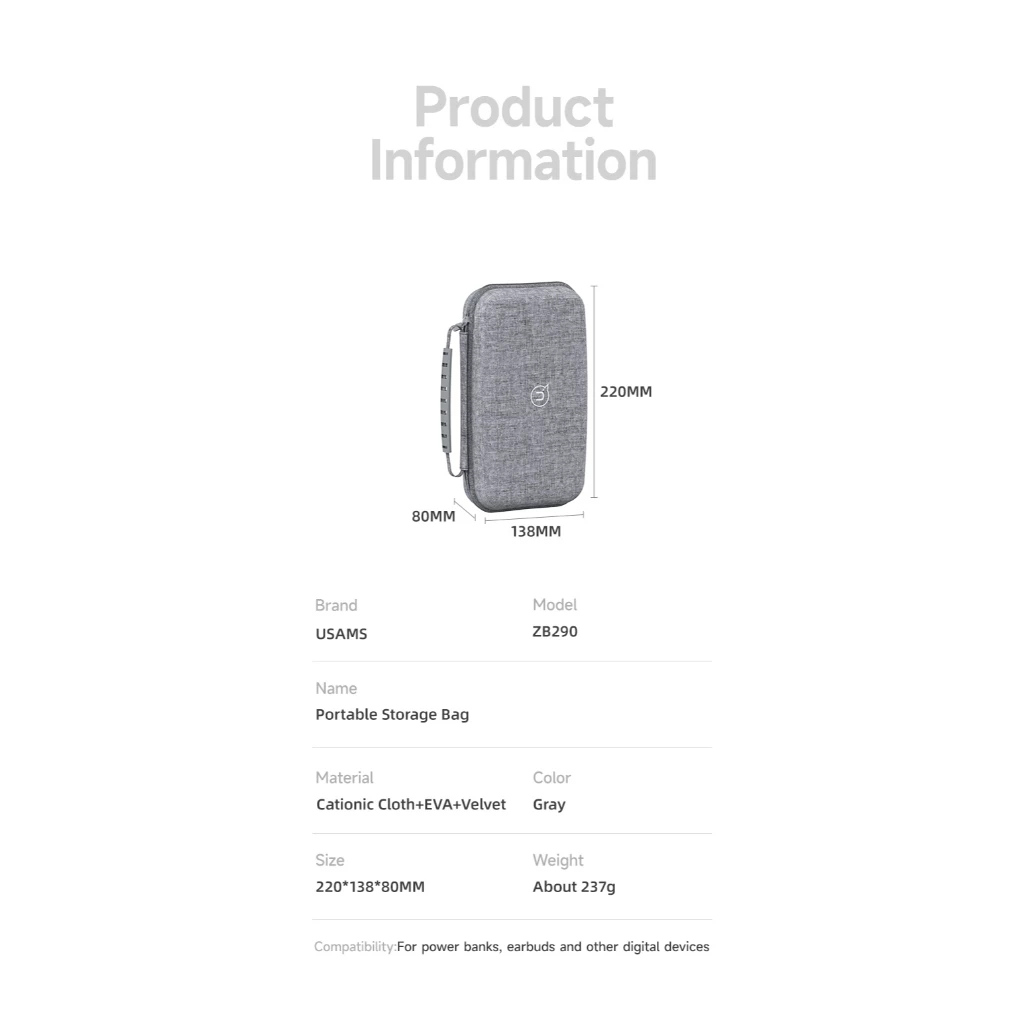 Túi đựng phụ kiện điện thoại chống sốc chống nước có quai USams Portable Storage Bag ZB290 _  Hàng chính hãng
