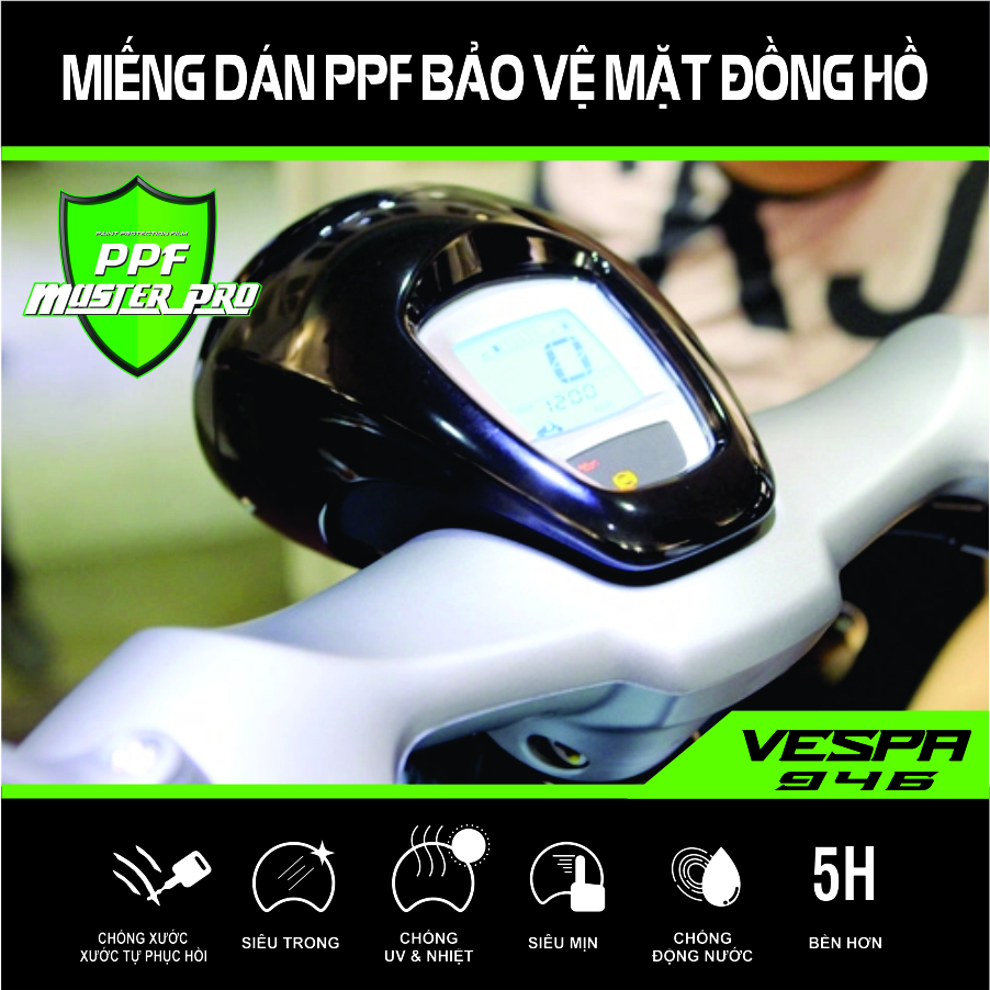 Miếng Dán PPF Bảo Vệ Mặt Đồng Hồ Xe Vespa 946 | Chất Liệu Film PPF