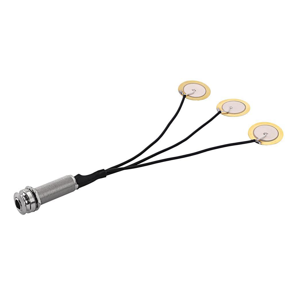 Piezo Pickup 3 Transducer 6.35mm for Guitar Ukulele Mandolin Banjo