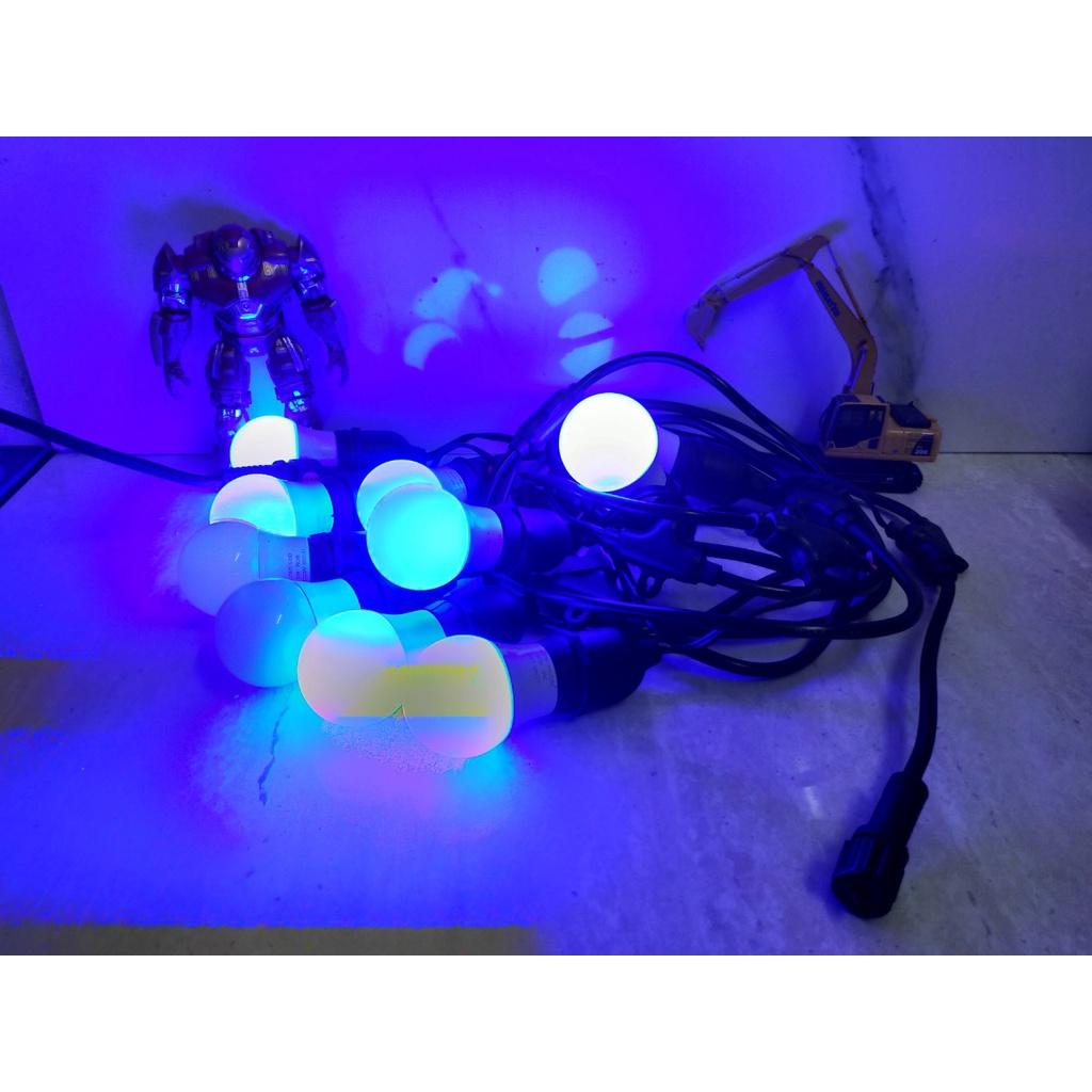 Dây Led Nháy Đổi Màu Trang Trí Ngoài Trời - 5m, 10m. Kèm bóng, kèm phích cắm, dây nối dài đơn giản Đui E27, bóng 3w
