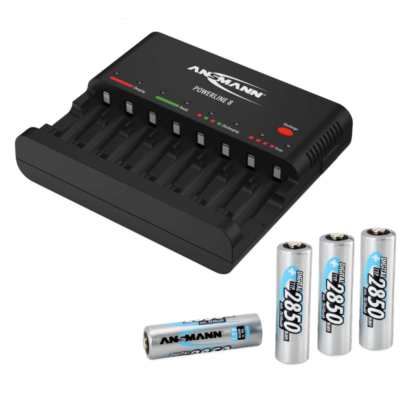 Bộ sạc Ansmann kèm 04 viên pin 2850Mah Powerline 8 Plus