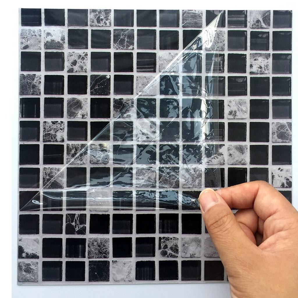 Black and White Mosaic Tile Sticker Kitchen Bathroom Floor Wall Decoration