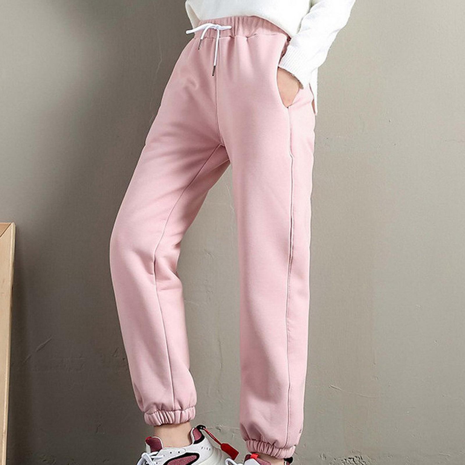 Womens Sweatpants Fleece Lining Jogger Pants Casual Harem Trouser Black  S