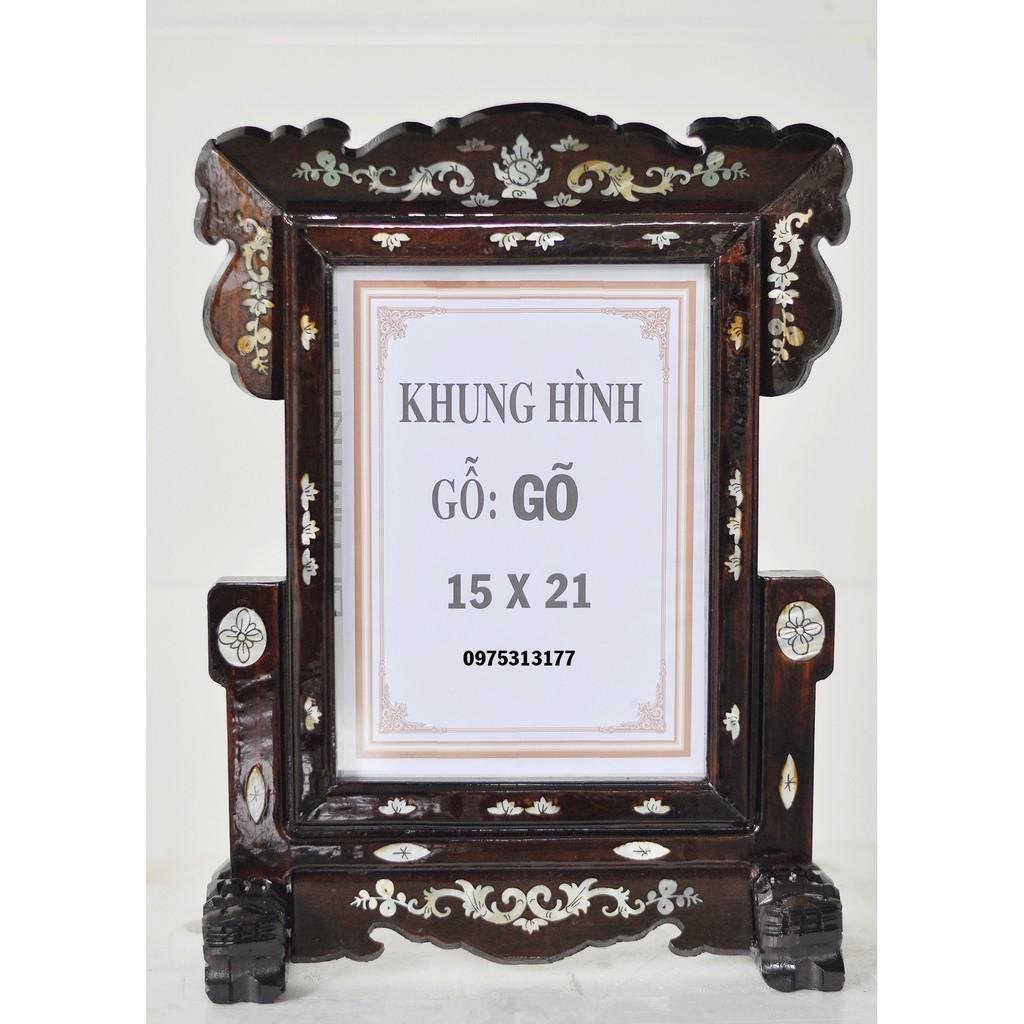 KHUNG ẢNH THỜ GỖ GÕ 15 X 21