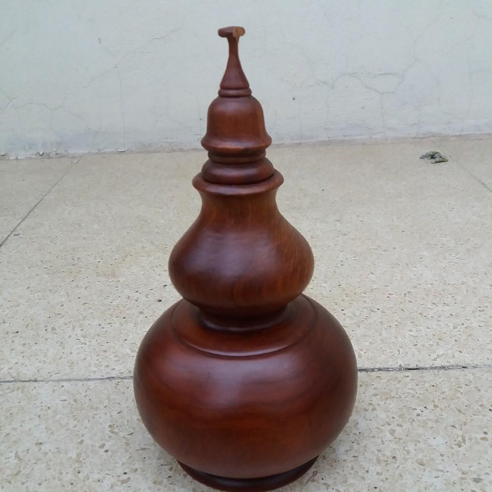 Bình hồ lô gỗ hương nguyên khối cao 20cmx11cm
