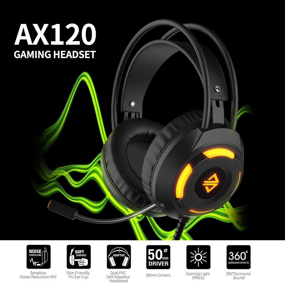 Tai nghe có dây Ajazz AX120 USB 3.5mm chống ồn có micrô 50mm
