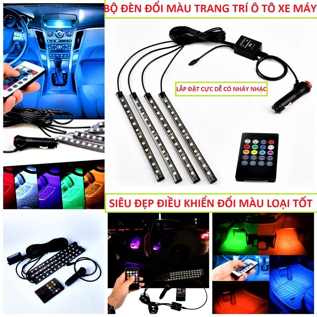 Đèn gầm ghế 4 led kèm điều khiển đổi màu hiệu ứng cực đẹp trang trí nội thất ô tô loại tốt