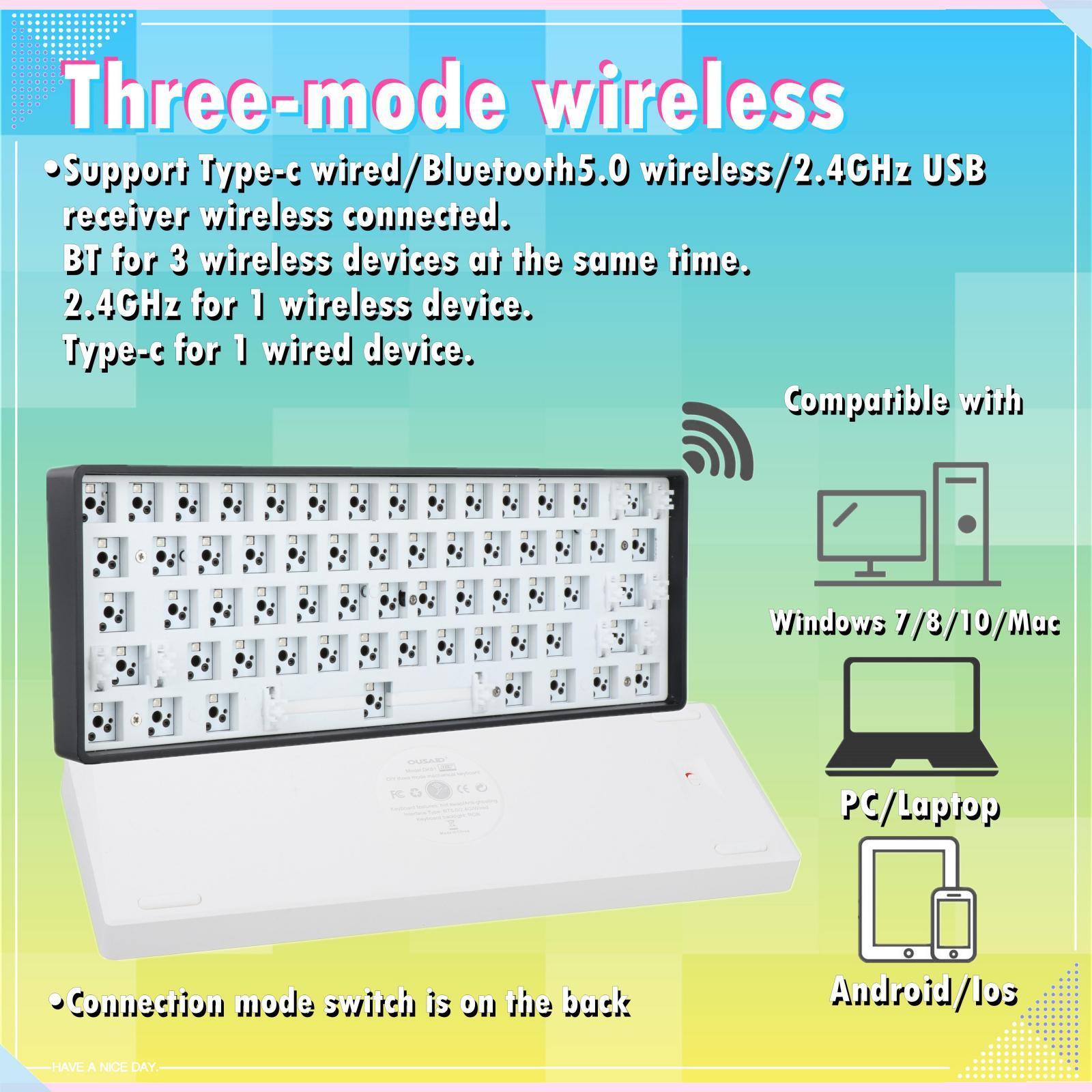 61/68 Keys Mechanical Keyboard DIY Kit for Switches for 60% / 65% Keyboard Hot-Swappable PCB Mounting Plate DIY /5Pin