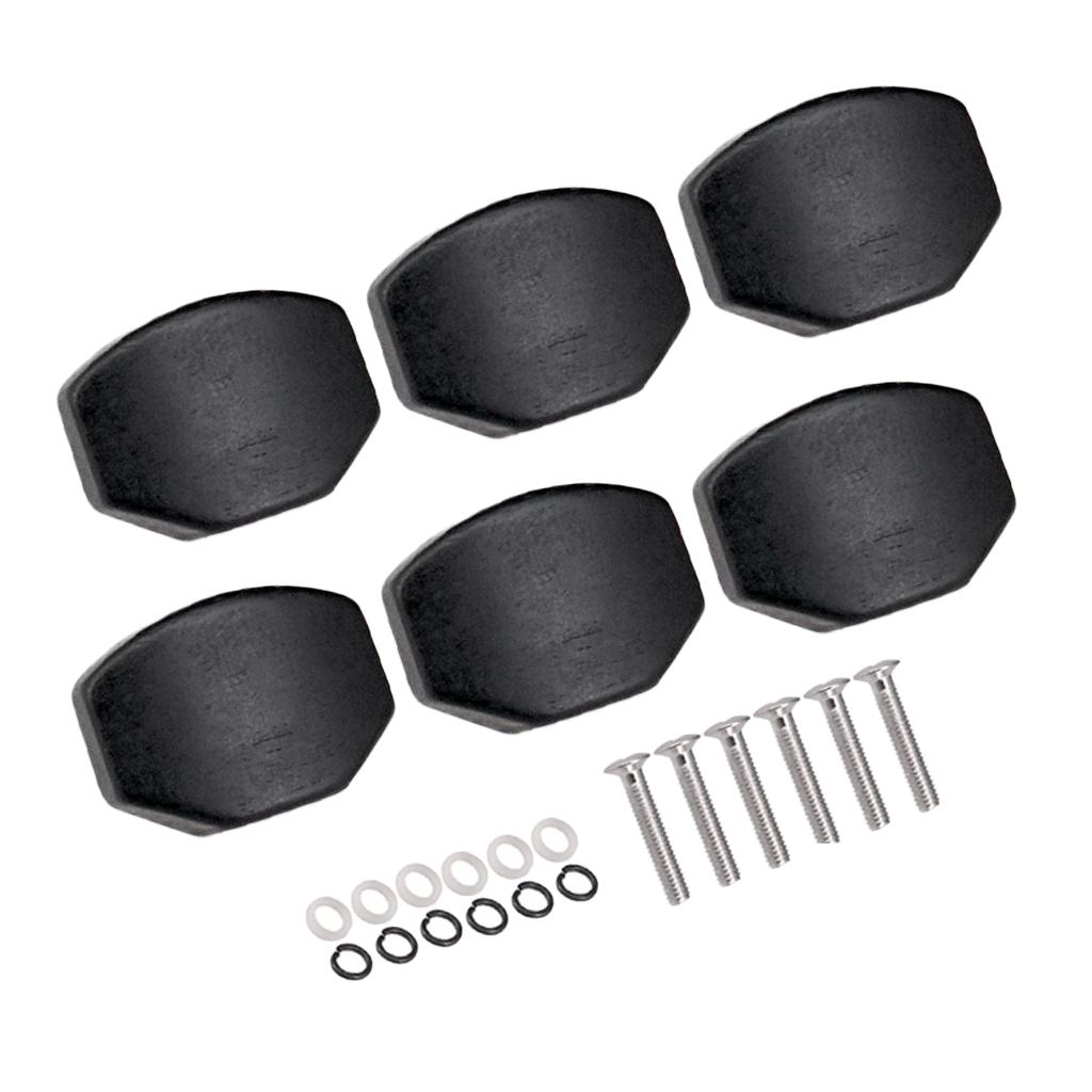 Sunnimix 6 Chiếc Bằng Gỗ Đàn Guitar Chỉnh Chốt Nắp Chỉnh Âm Máy Đầu Thay Thế Nút Núm, Đen