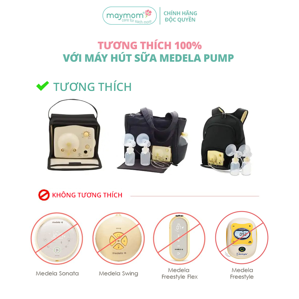 Bộ Phụ Kiện Máy Hút Sữa Medela Pump Thương Hiệu Maymom, Phễu Size Từ 10-32mm