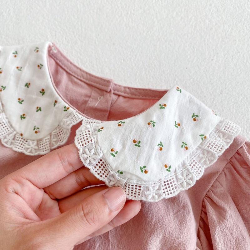 Bodysuit Dài Tay Màu Hồng Cổ Sen Bé Gái Từ 0-2 Tuổi Quảng Châu Cao Cấp