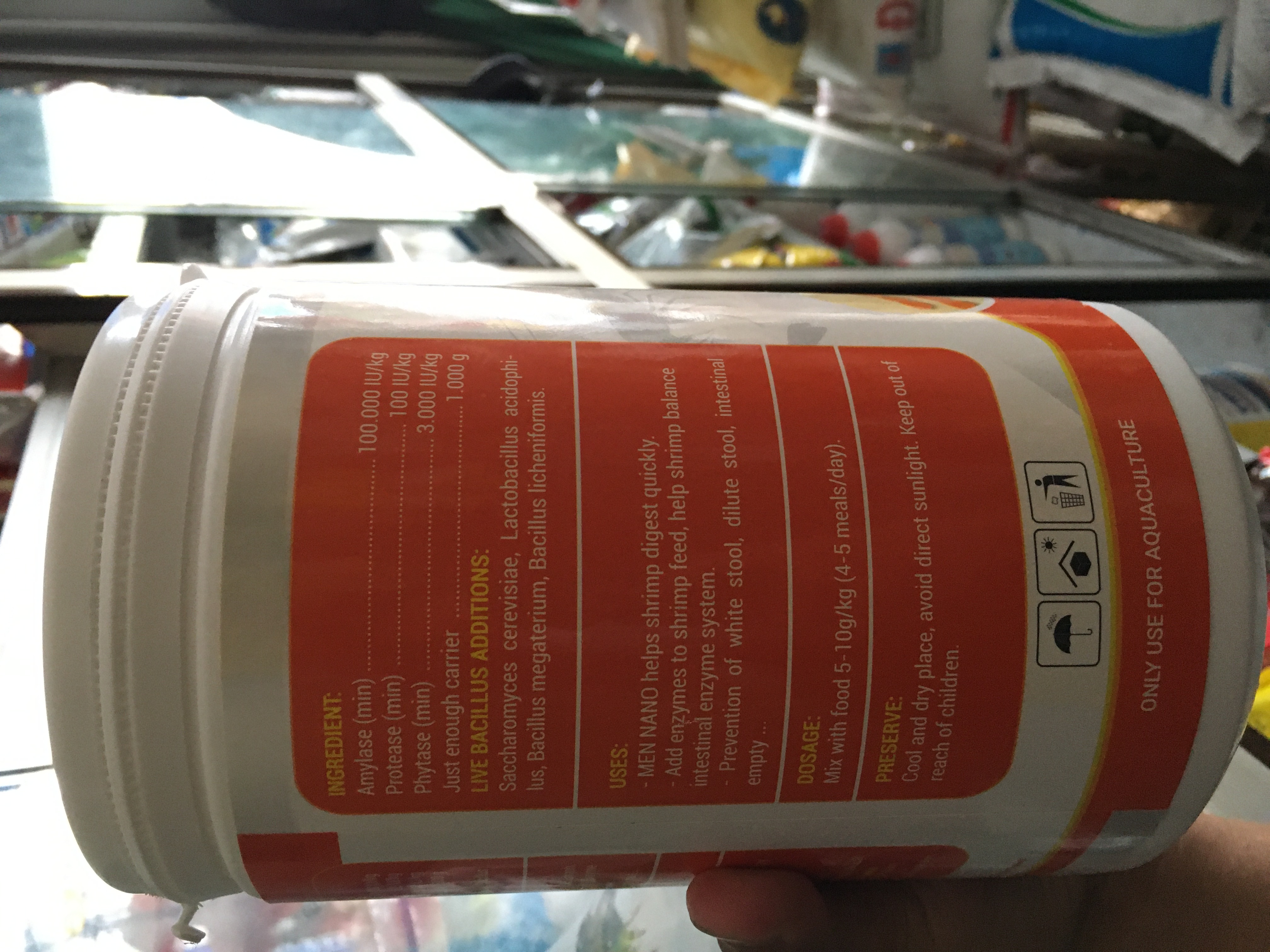 Mentom enzym đường ruột , men tiêu hoá , giúp tôm tiêu hoá nhanh , cân bằng enzyme , phòng ngừa phân trắng , trống ruột cho tôm sú, tôm thẻ , tôm các loại , thuỷ hải sản