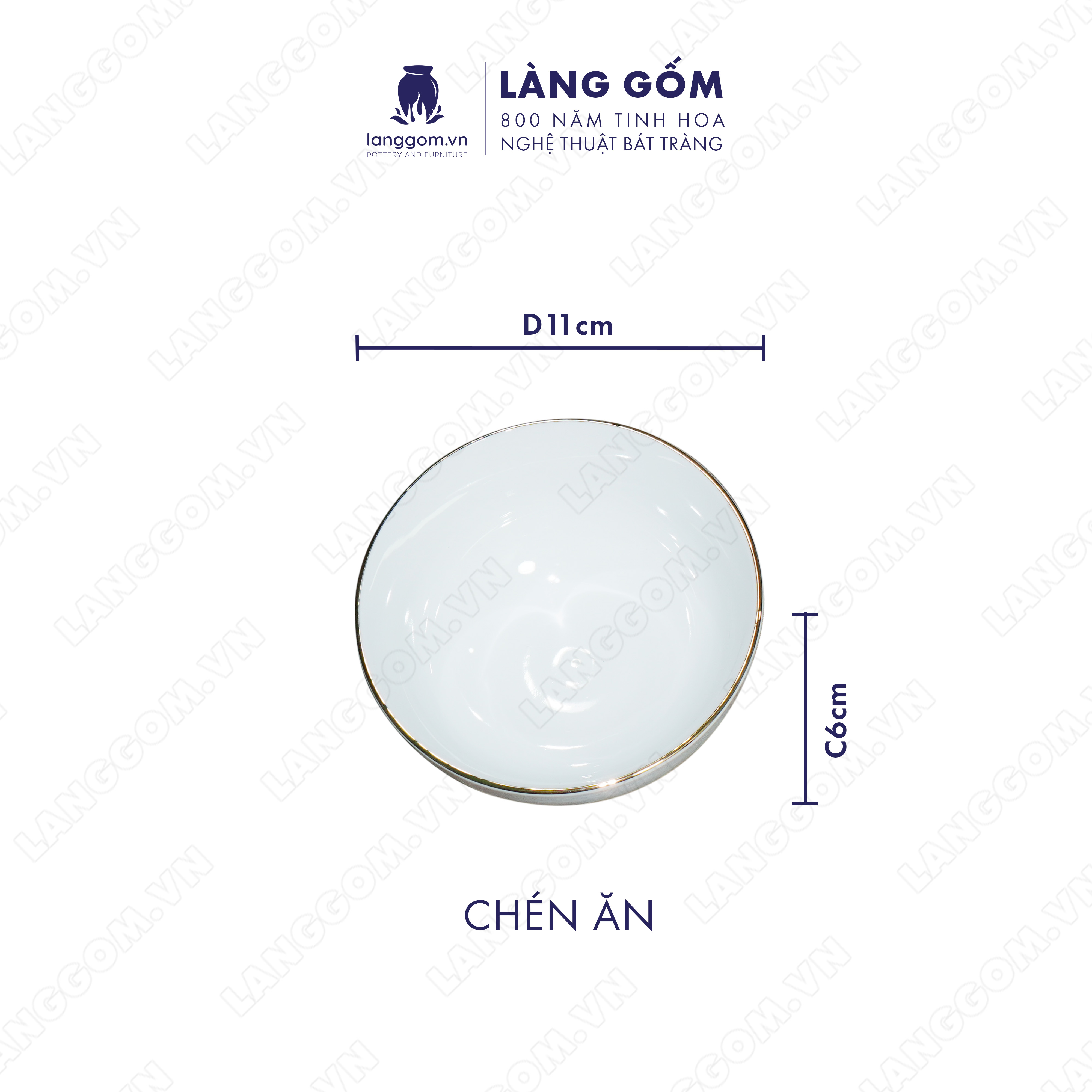 Bộ bàn ăn mặt trời Men trắng vẽ chỉ vàng - Size: 45 cm - Gốm sứ Bát Tràng - langgom.vn