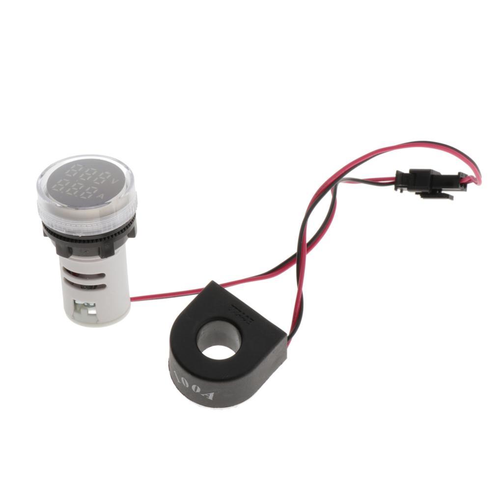 1pc Round LED Digital Ampermeter Signal Current Indicator Voltage Amp AC