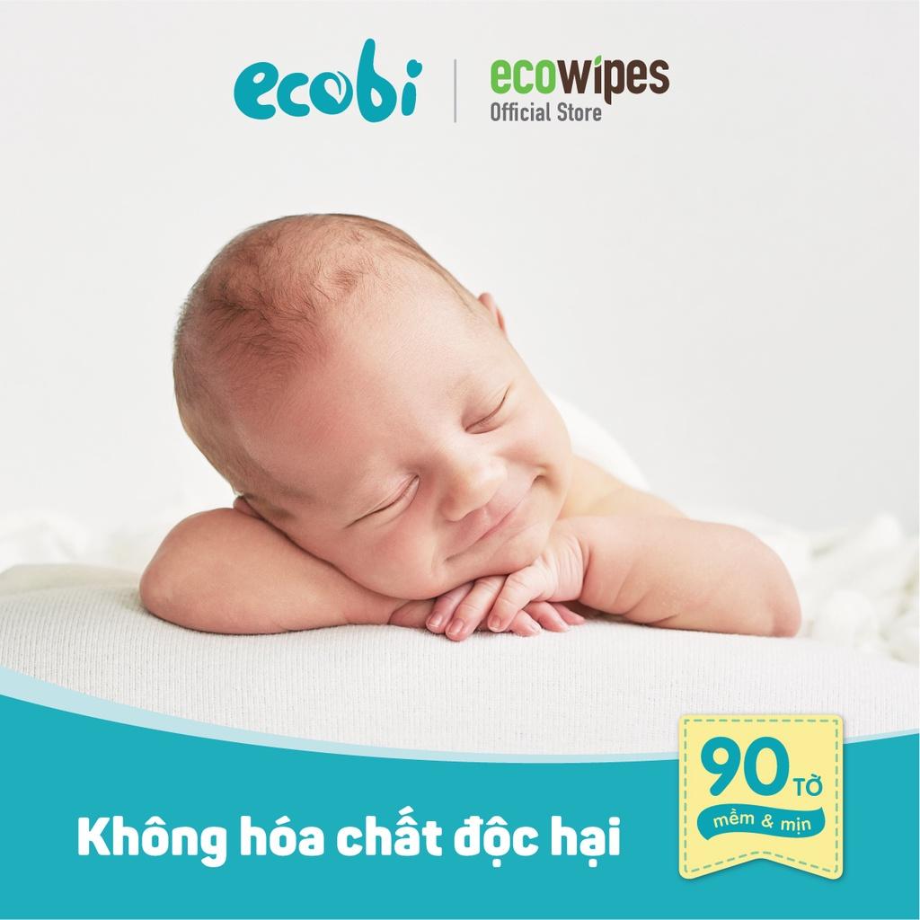 Combo 3 túi khăn khô đa năng cho bé Ecobi túi 90 tờ dùng thay khăn sữa an toàn cho trẻ sơ sinh