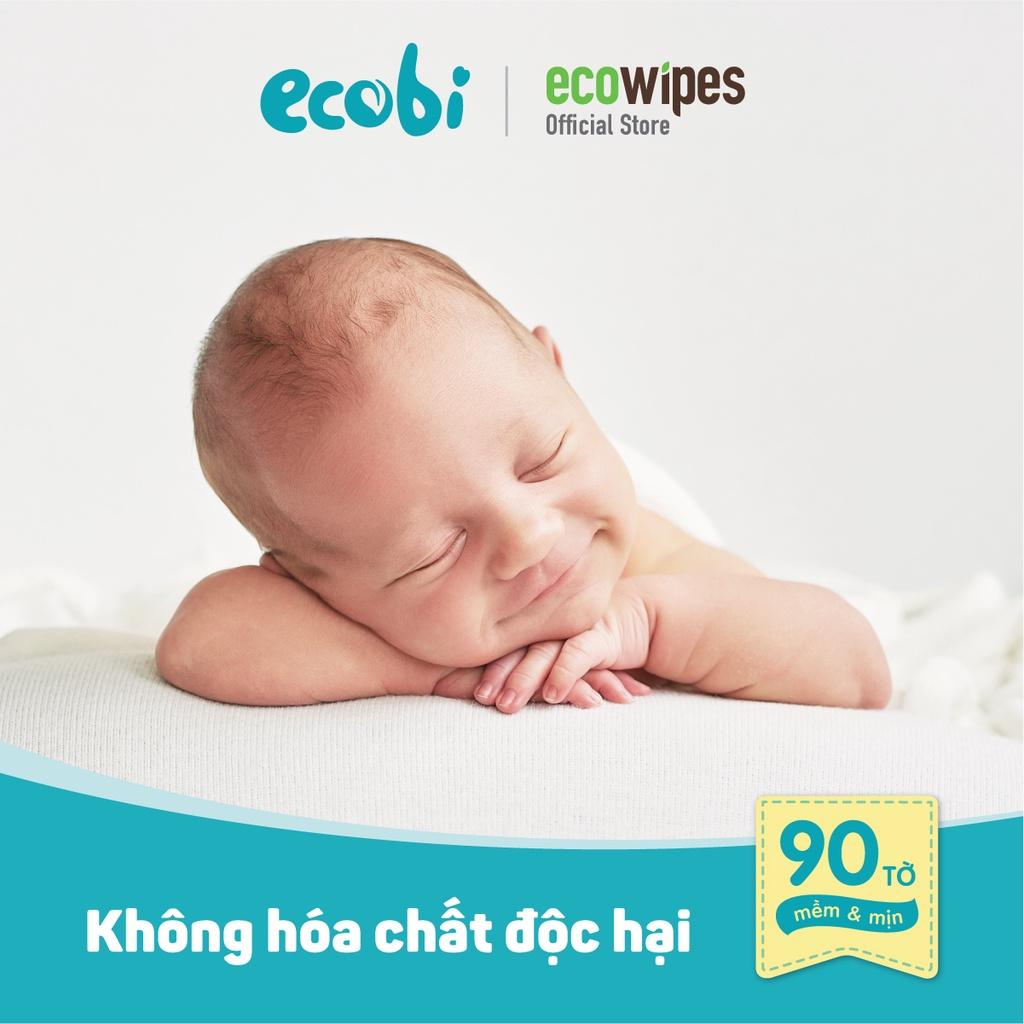 Combo 10 túi khăn khô đa năng cho bé Ecobi túi 90 tờ dùng thay khăn sữa an toàn cho trẻ sơ sinh