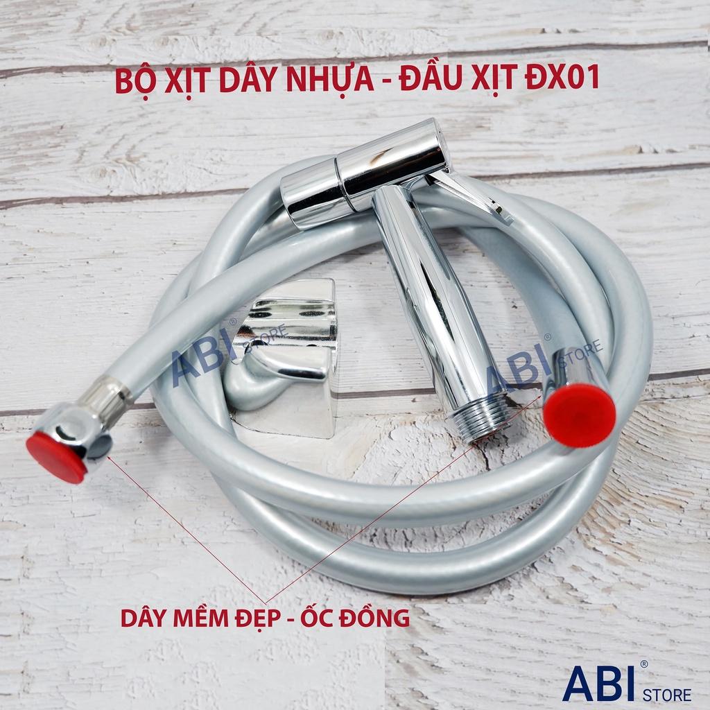 Bộ vòi xịt bồn cầu dây xịt nhựa ốc đồng ghi dày hàng dây mềm xịn, bền đẹp kèm đầu xịt DX01 cao cấp