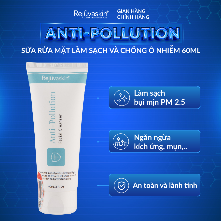 Sữa rửa mặt chống ô nhiễm Rejuvaskin Anti-Pollution Facial Cleanser 60ml