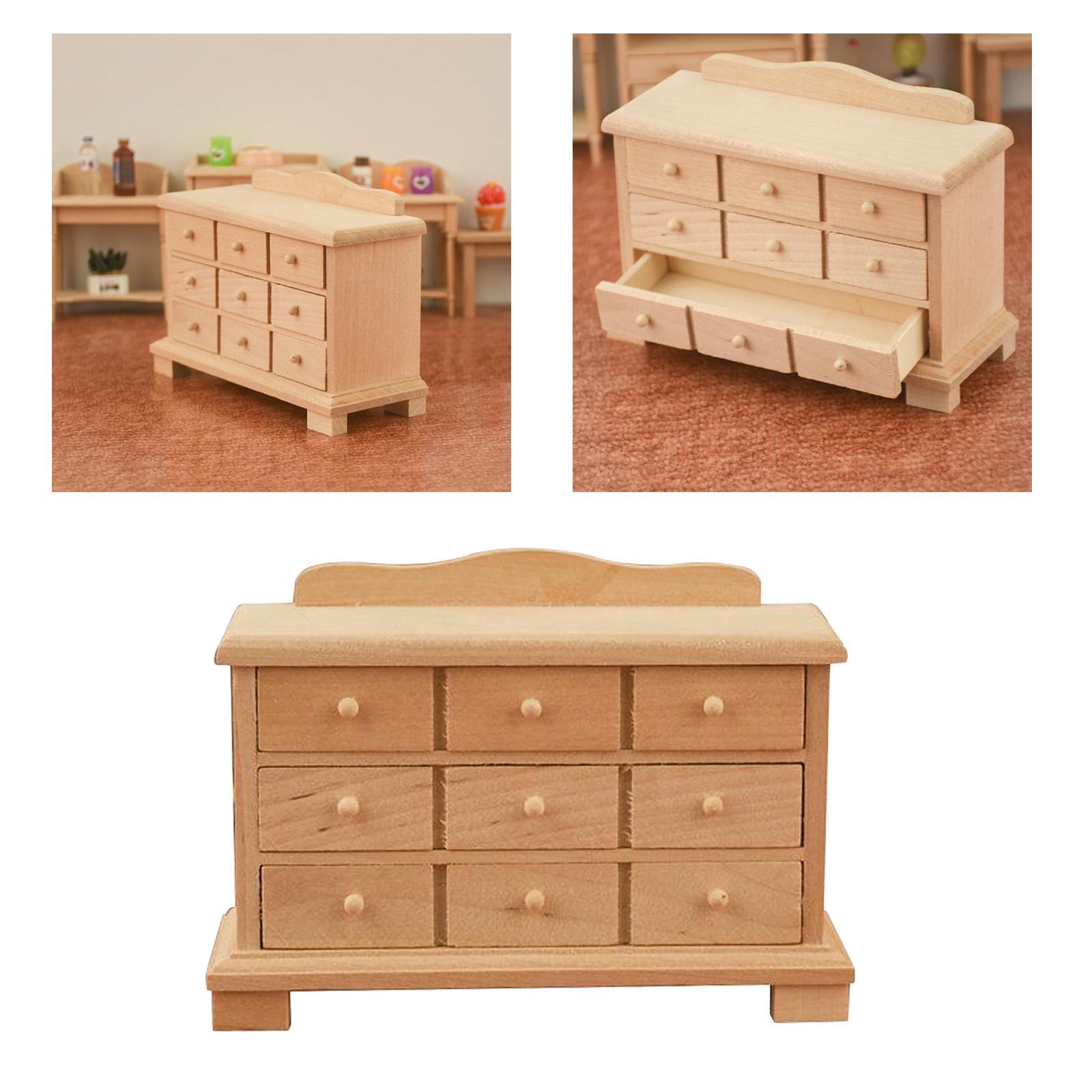1/12 Doll House Wood Cabinet Model Baby Doll Living Room Scenery Ornaments