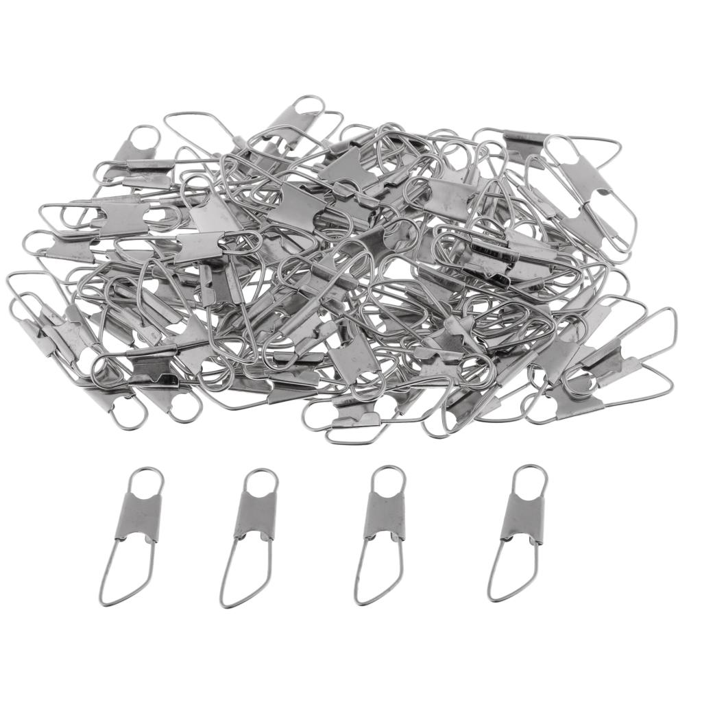 100Pcs Fishing Interlock Snap Safety Snap Fishing Swivels Snap 1.4x0.5cm