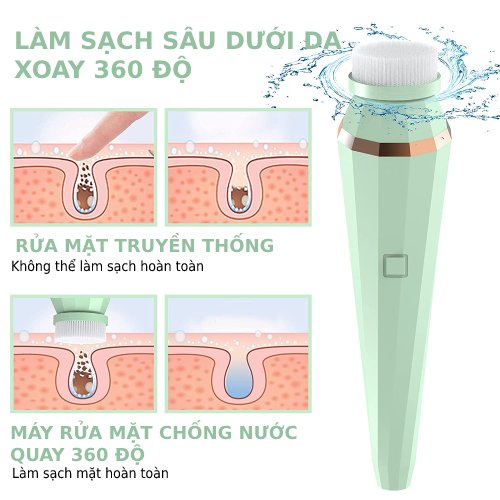 Máy rửa mặt massage kết hợp tẩy trang đa năng 4 in 1 - HACHIKA