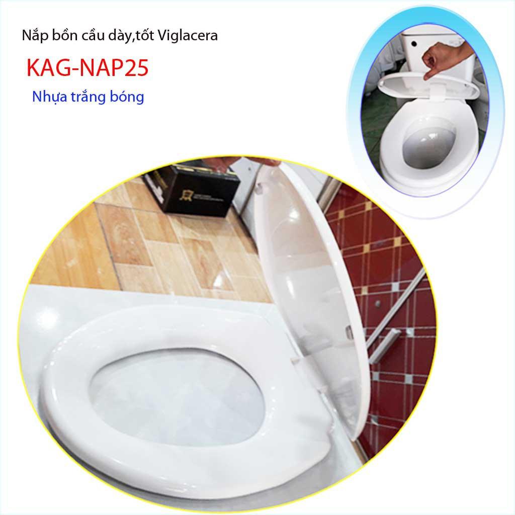 Nắp đậy bồn cầu Viglacera VI66-VI177, nắp bàn cầu cao cấp dày KAG-NAP25