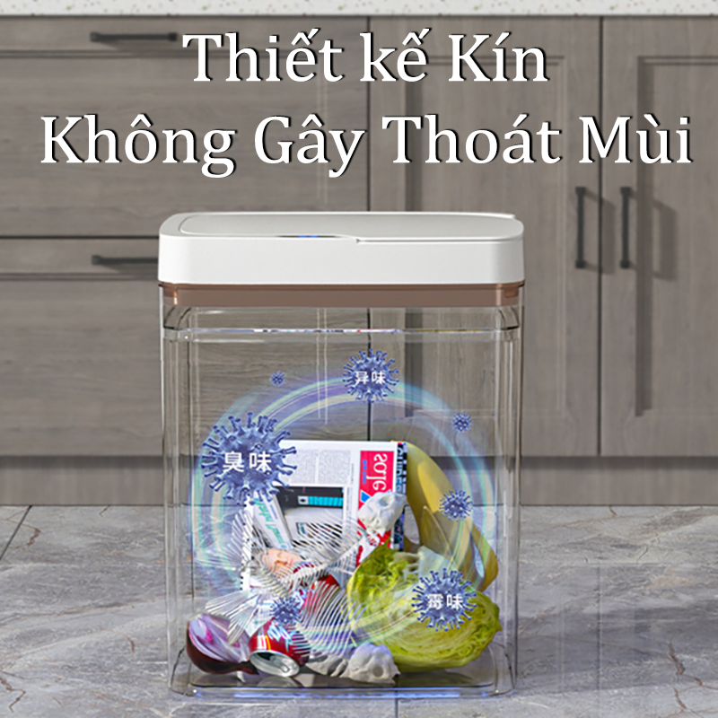 Thùng Rác Thông Minh Cảm Ứng Cao Cấp Tự Động Đóng Mở Dung Tích 15L Phù Hợp Không Gian Hẹp Văn Phòng Nhà Bếp Nhà Vệ Sinh Không Gây Ồn Nắp Rộng Tiện Lợi Thiết Kế Kín Không Gây Mùi Chống Nước Giúp Quản Lý Rác Thải An Toàn Vệ Sinh - ML058