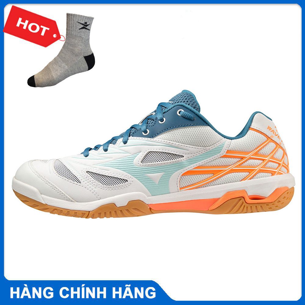 Giày cầu lông MIZUNO WAVE FANG NX 71GA205001 cho cả nam và nữ mẫu mới phiên bản màu trắng-tặng tất thể thao bendu