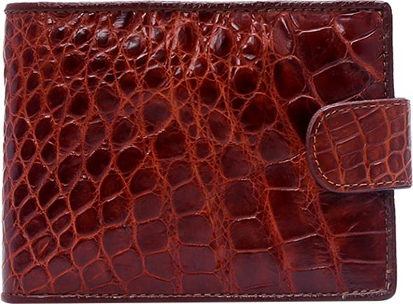 Ví Nam Da Cá Sấu Nút Bấm Huy Hoàng HT2217 (12.5 x 10 cm) - Nâu Đỏ